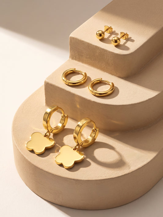 OnnMe by GIVA Clover Mood Gold Plated Earrings Set
