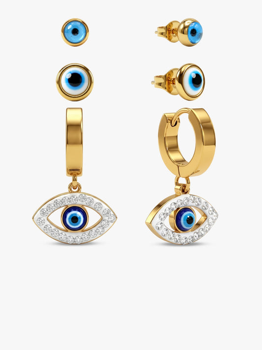 Third Eye Panic Gold Plated Earrings Set