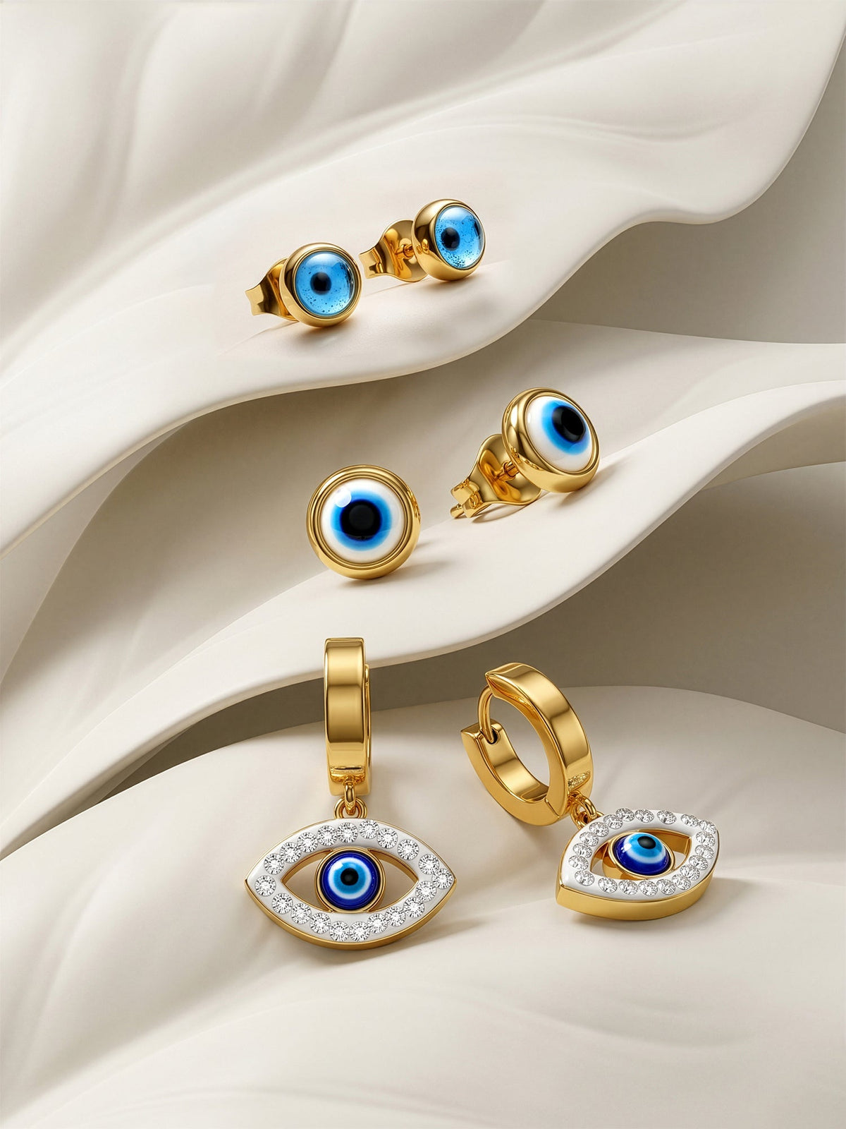 IXIA by GIVA Third Eye Panic Gold Plated Earrings Set