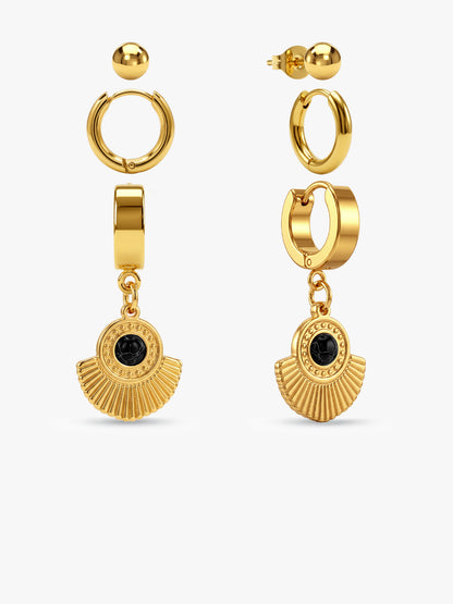 Solar Glitch Gold Plated Hoop Earrings