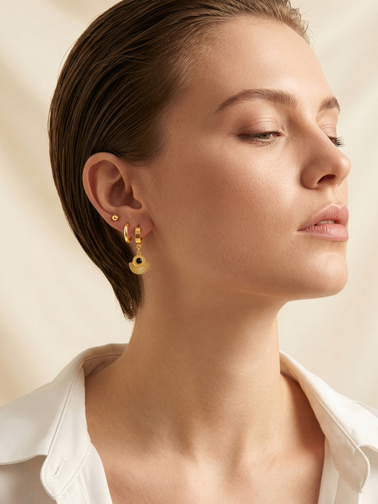 OnnMe by GIVA Solar Glitch Demi Fine Hoop Earrings Set