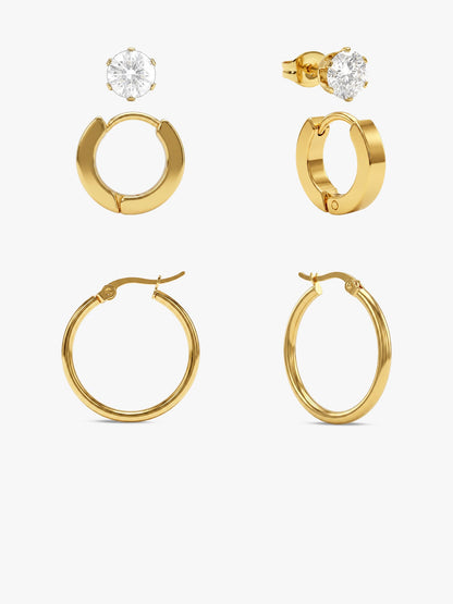 Stack It Up Gold Plated Earrings Set