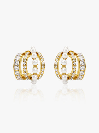 Pearl Curve Cutie Gold Plated Earrings