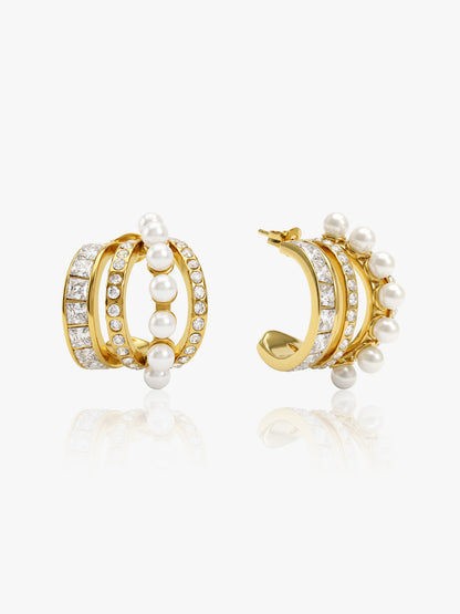 Pearl Curve Cutie Gold Plated Earrings