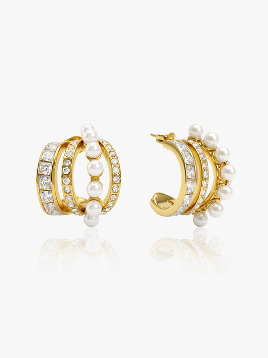 Pearl Curve Cutie Gold Plated Earrings