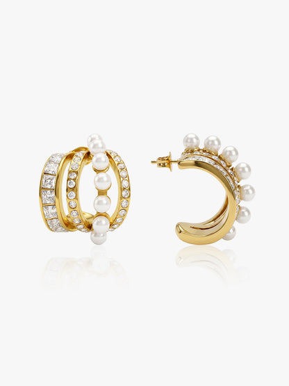 Pearl Curve Cutie Gold Plated Earrings