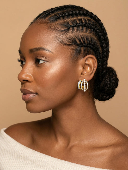 OnnMe by GIVA Pearl Curve Cutie Gold Plated Earrings
