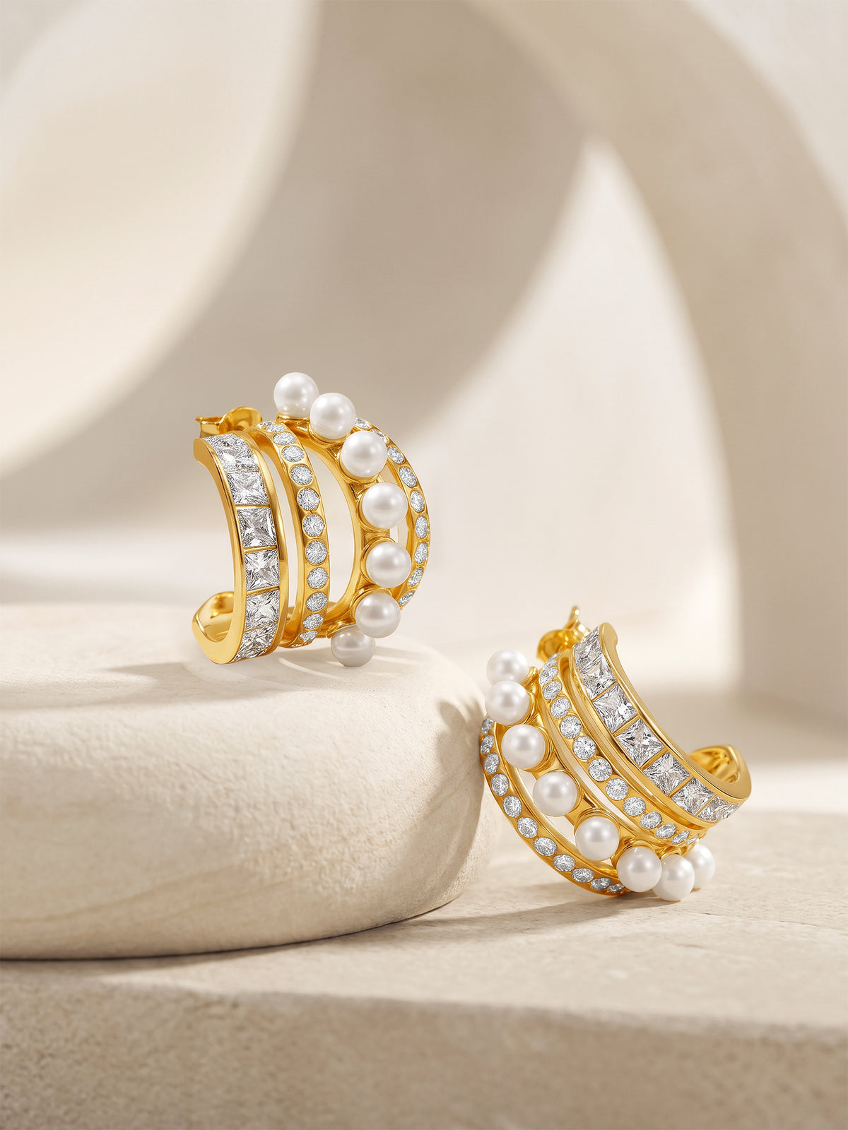 IXIA by GIVA Pearl Curve Cutie Gold Plated Earrings