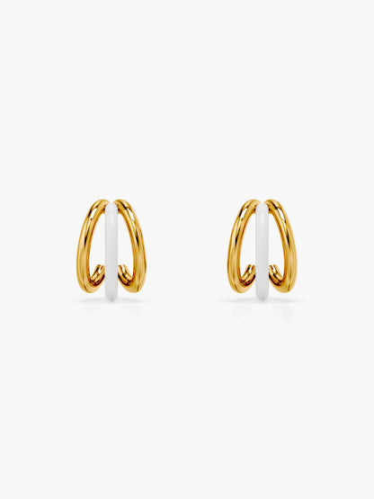 Gold Chunky Triplet Earring for Her