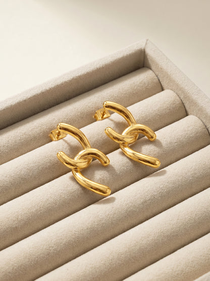 Offbeat Curve Gold Plated Earrings