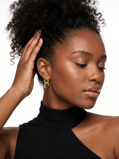 Offbeat Curve Gold Plated Earrings