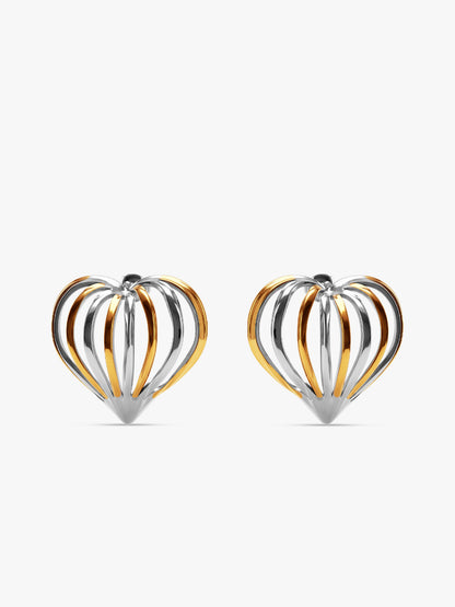Heart On Display Dual Tone Earrings