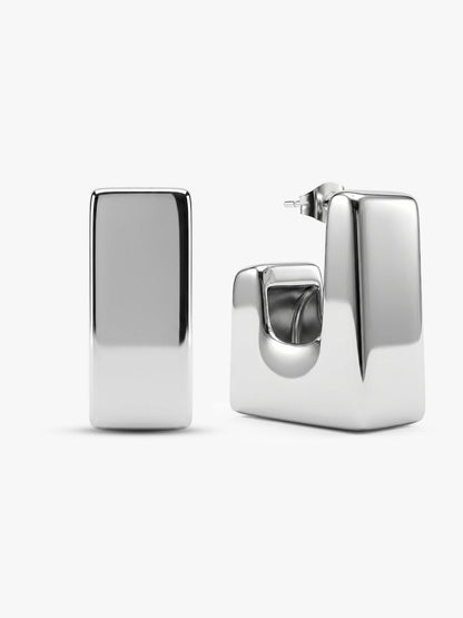 OnnMe by GIVA Square Up Rhodium Plated Earrings