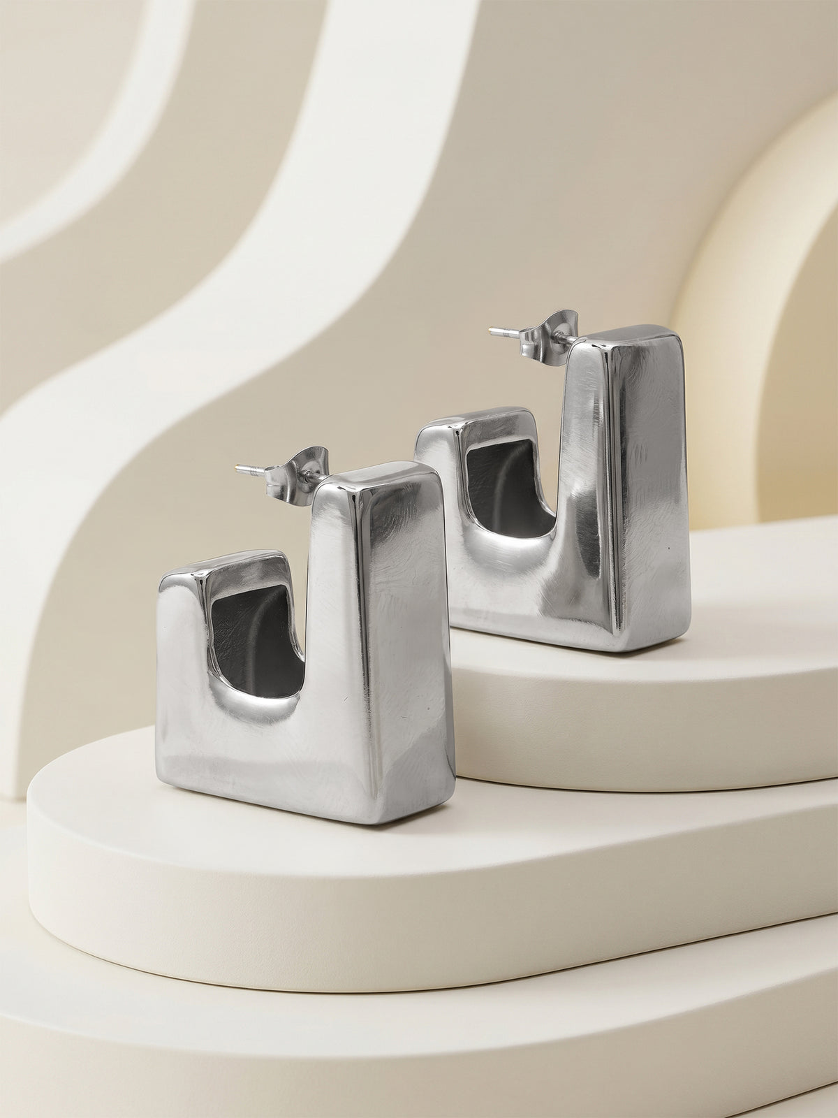 IXIA by GIVA Square Up Rhodium Plated Earrings