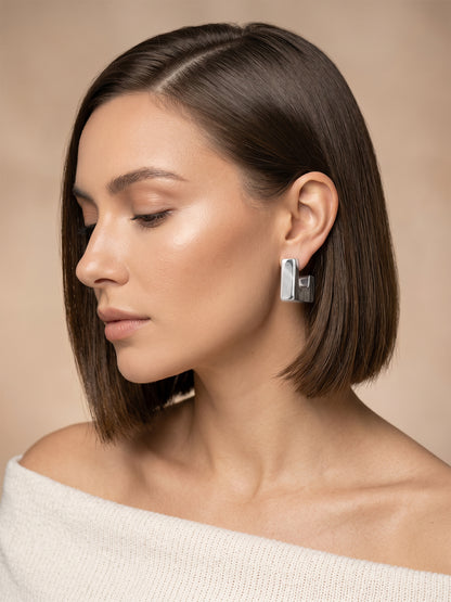 OnnMe by GIVA Square Up Rhodium Plated Earrings