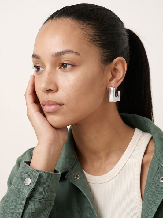 IXIA by GIVA Square Up Rhodium Plated Earrings