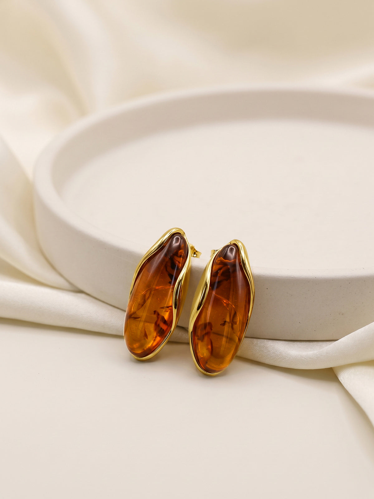 IXIA by GIVA Amber Energy Gold Plated Earrings