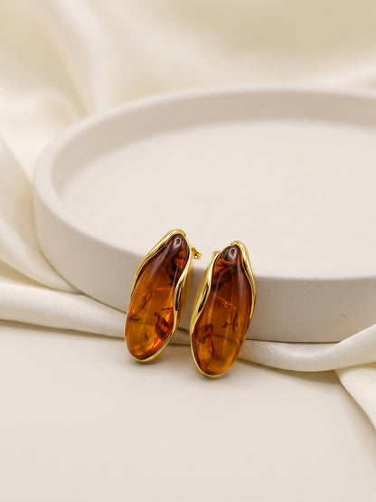 Amber Energy Gold Plated Earrings