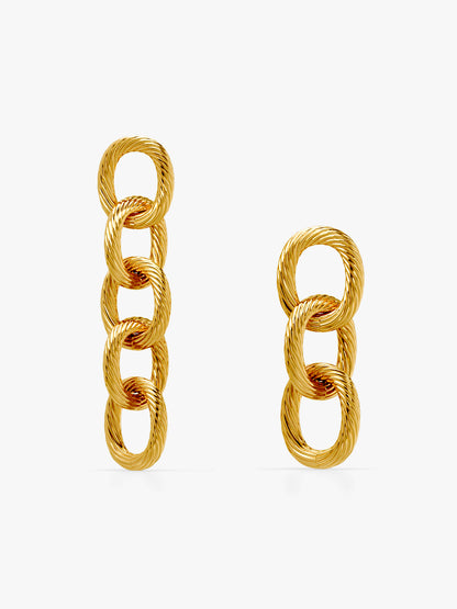 Chain Mismatched Gold Plated Earrings