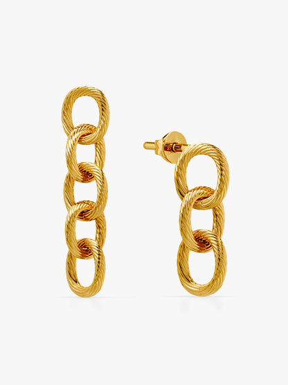 Chain Mismatched Gold Plated Earrings