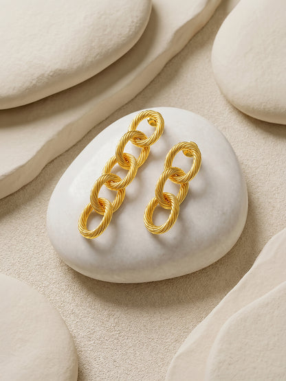 Chain Mismatched Gold Plated Earrings