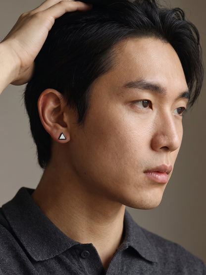 IXIA by GIVA Poly Triangle Black Rhodium Stud For Men