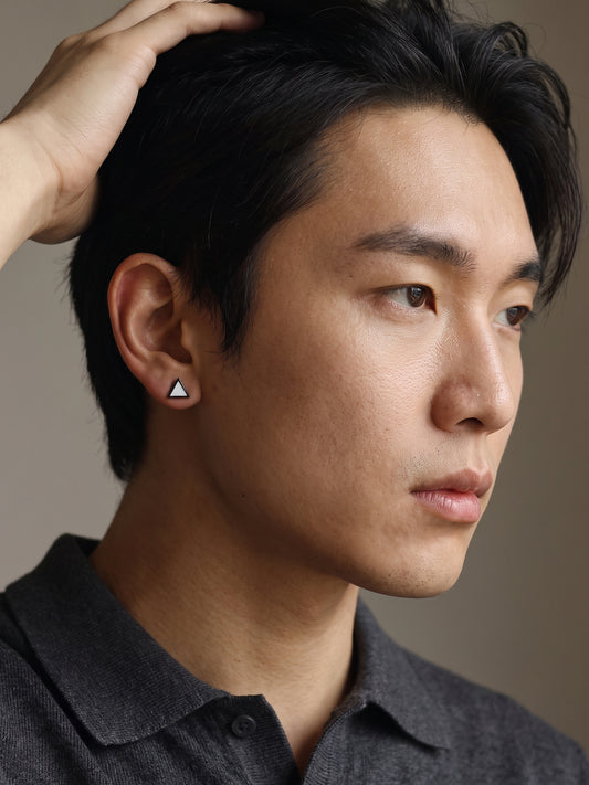 OnnMe by GIVA Poly Triangle Black Rhodium Stud For Men