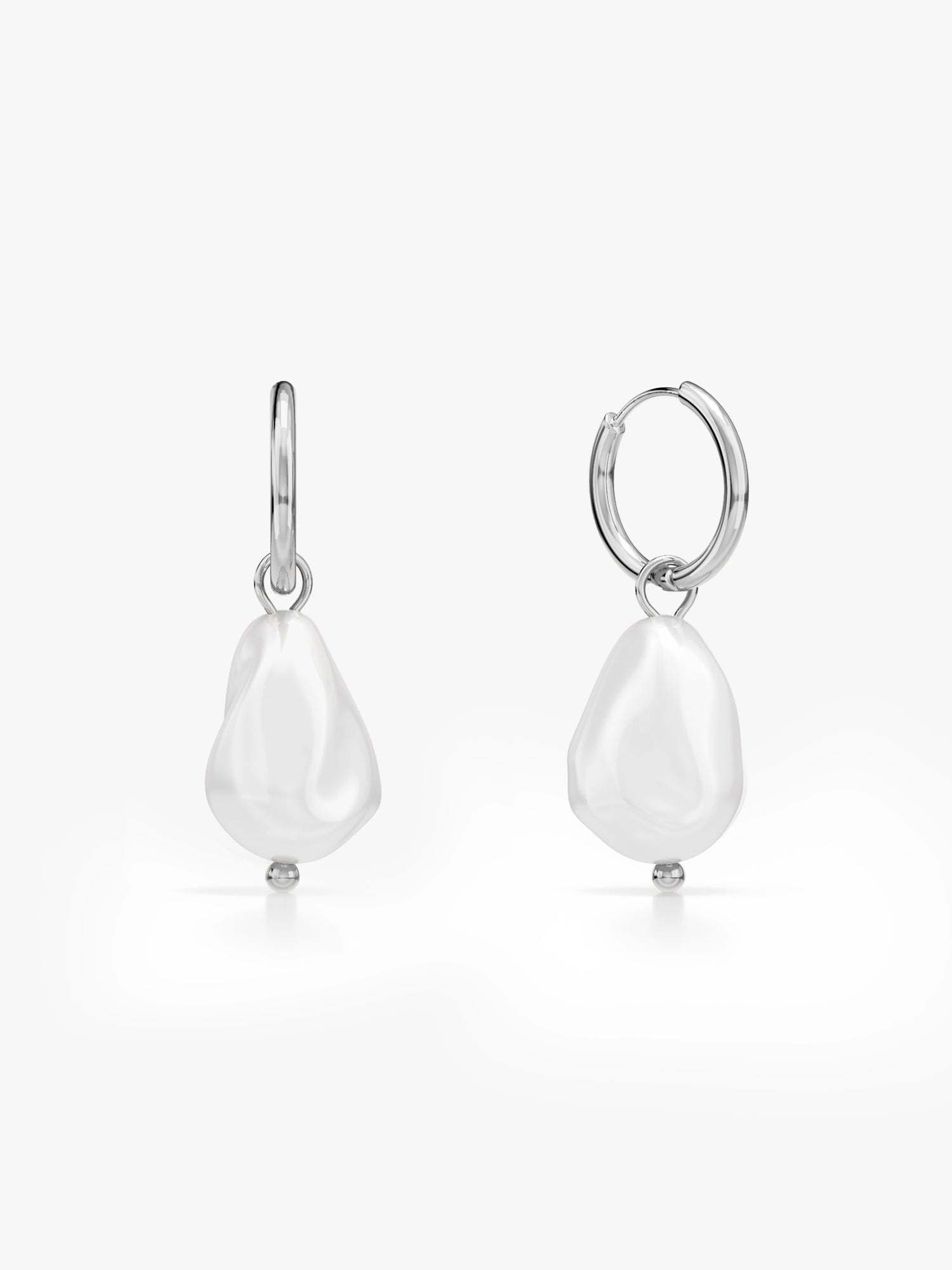 Drop It Pearl Rhodium Plated Hoop Earrings – GIVA