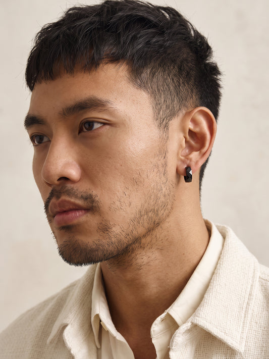 OnnMe by GIVA Peak Aura Black Rhodium Hoop For Men