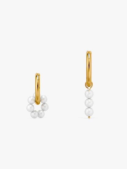 Loop Hoops Pearl Gold Plated Earrings