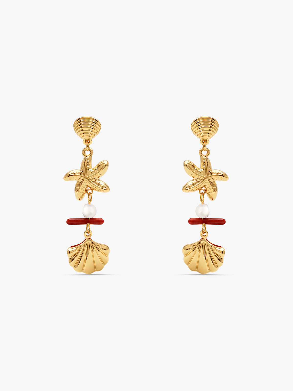 IXIA by GIVA Beachy Shell Gold Plated Danglers