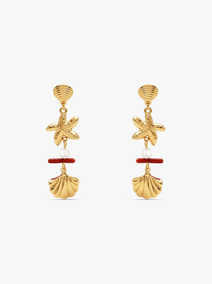 IXIA by GIVA Beachy Shell Gold Plated Danglers