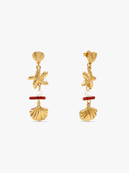 IXIA by GIVA Beachy Shell Gold Plated Danglers