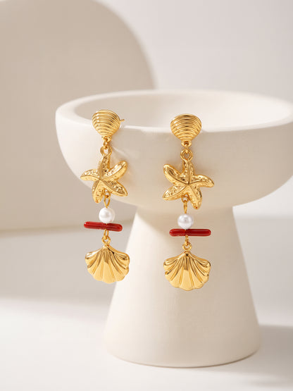 IXIA by GIVA Beachy Shell Gold Plated Danglers