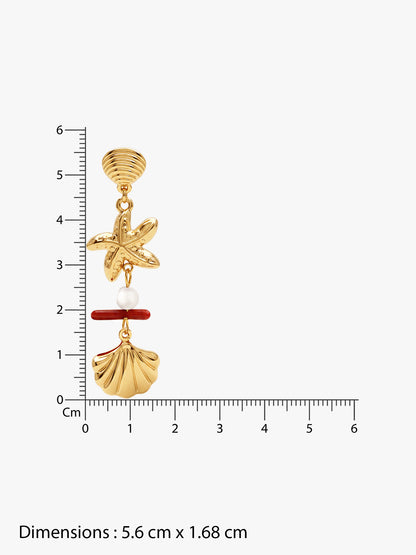 IXIA by GIVA Beachy Shell Gold Plated Danglers