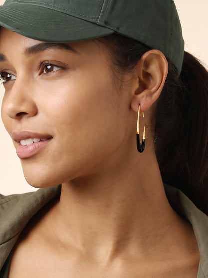 IXIA by GIVA Midnight Ray Gold Plated Half Hoops