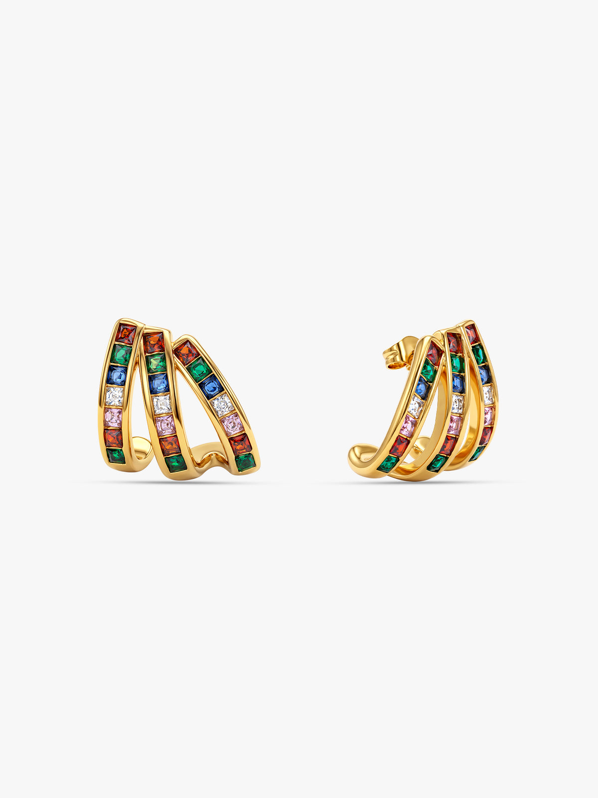 IXIA by GIVA Multicolour Shine Gold Cuff Earrings