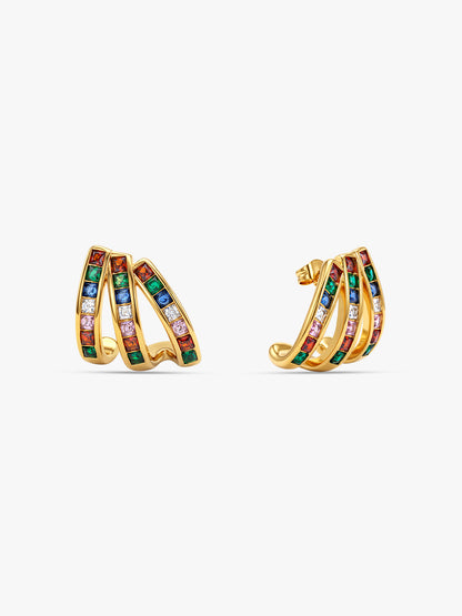 IXIA by GIVA Multicolour Shine Gold Cuff Earrings