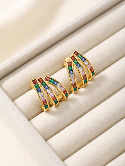 IXIA by GIVA Multicolour Shine Gold Cuff Earrings