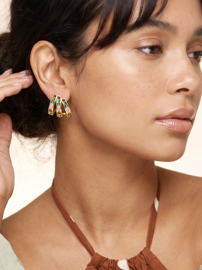 IXIA by GIVA Multicolour Shine Gold Cuff Earrings