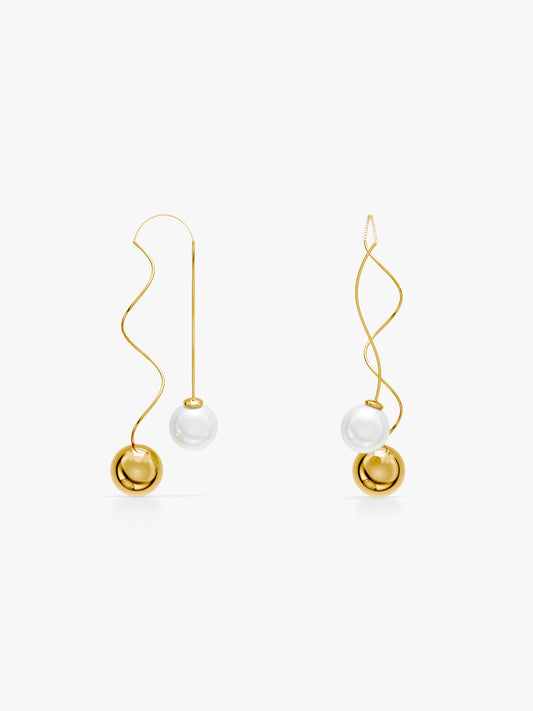 Gold Plated Pearl Waltz Earrings