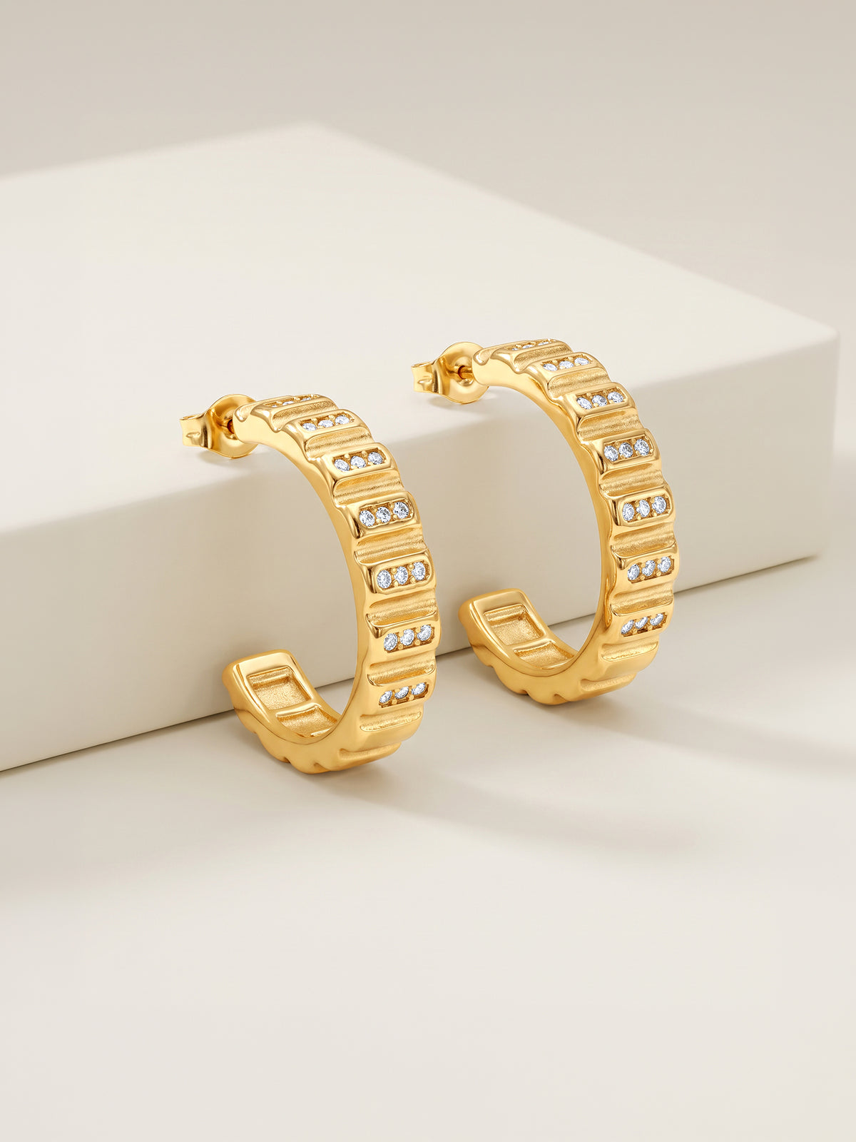 IXIA by GIVA Helios Drawer Gold Plated J Hoops