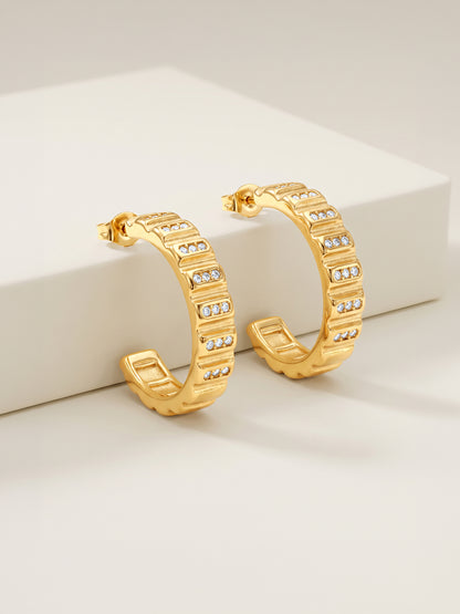 IXIA by GIVA Helios Drawer Gold Plated J Hoops