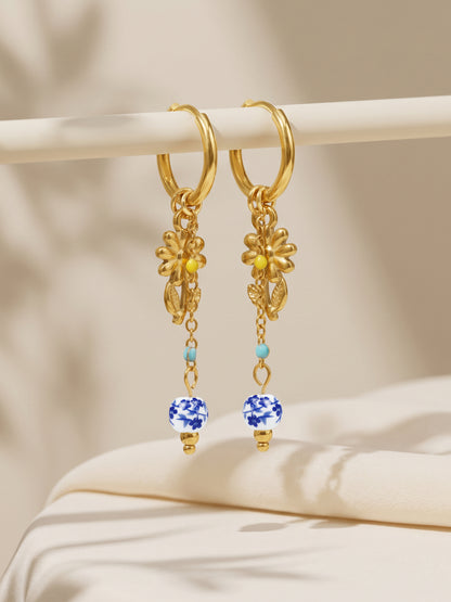 IXIA by GIVA Blooming Vibe Gold Plated Danglers