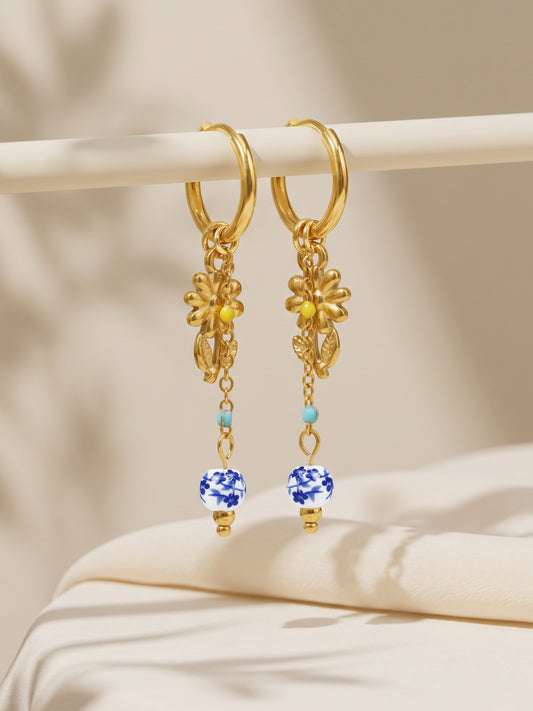 IXIA by GIVA Blooming Vibe Gold Plated Danglers