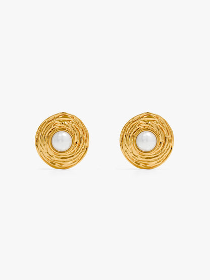 Eggy Pearl Gold Plated Studs