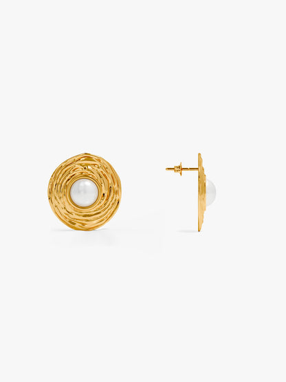 Eggy Pearl Gold Plated Studs