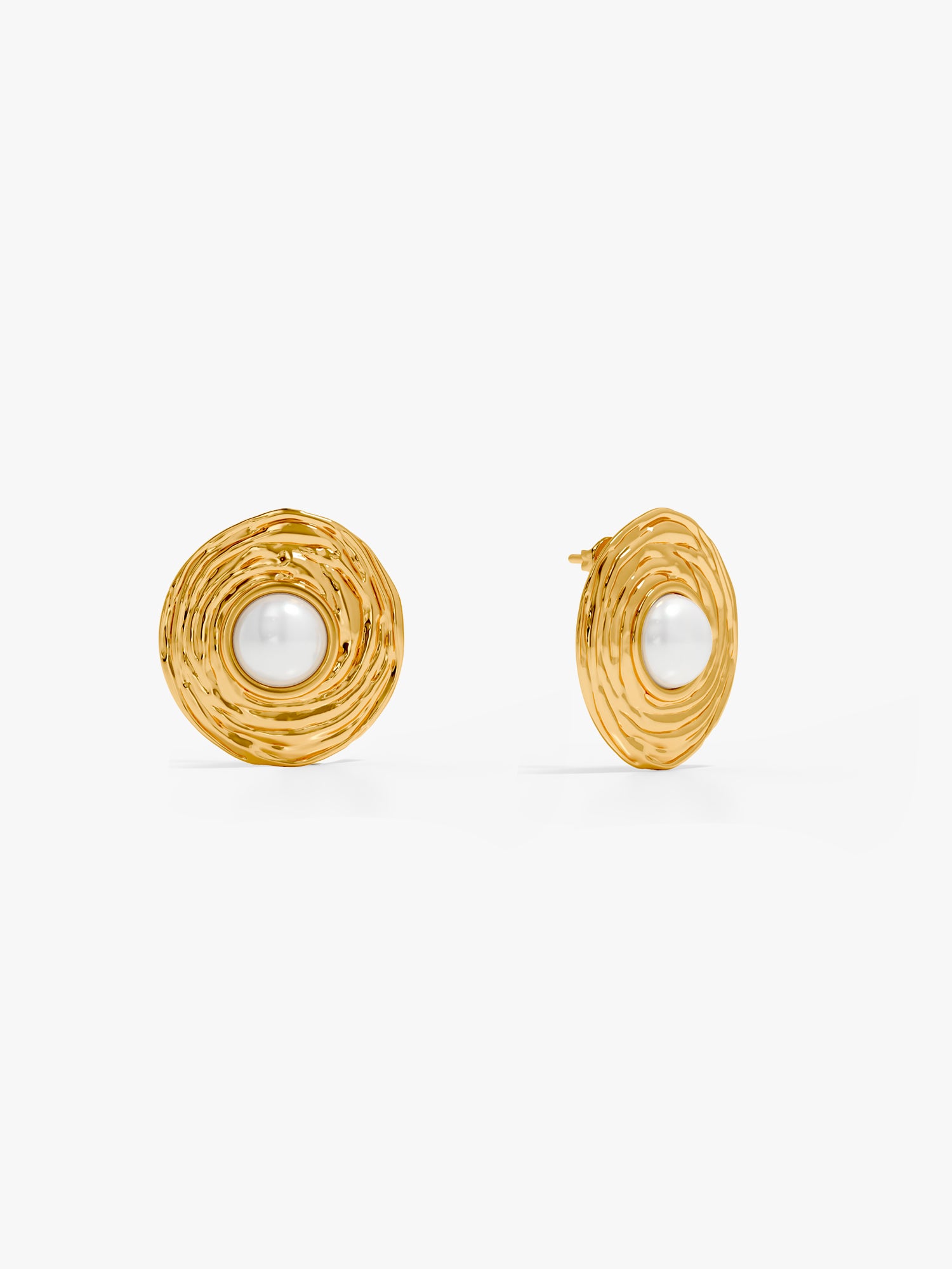 Gold Plated Eggy Pearl Studs