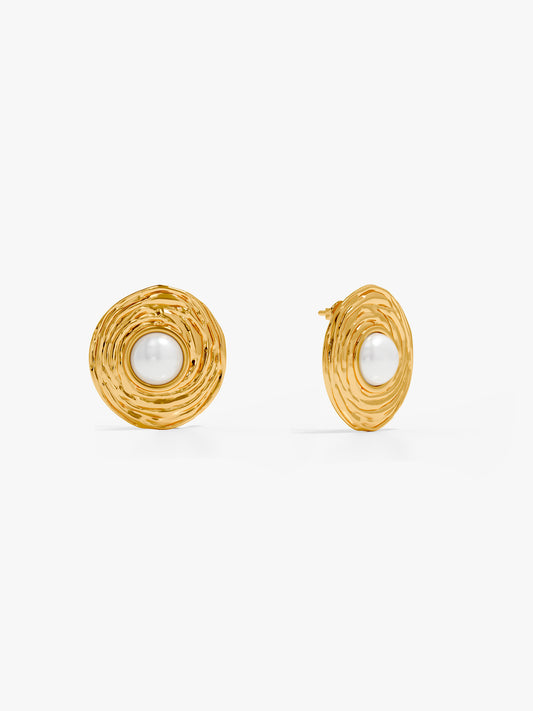Gold Plated Eggy Pearl Studs