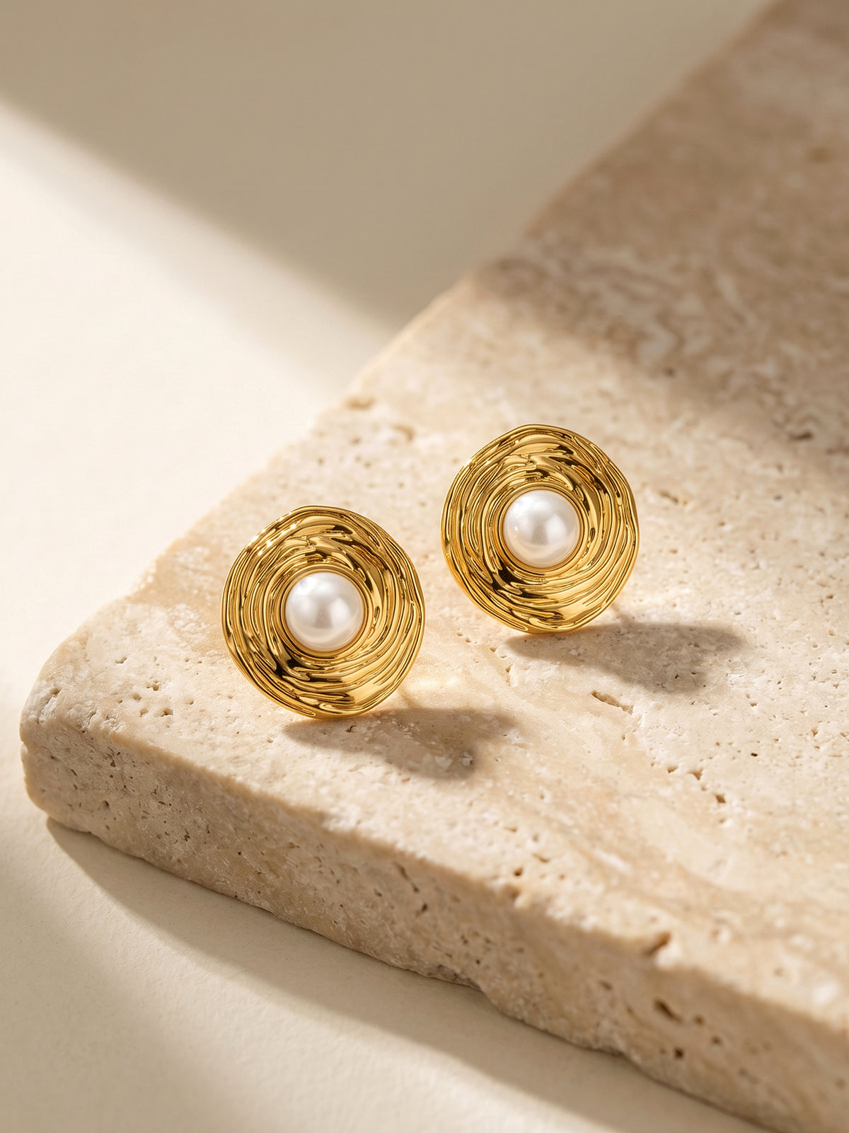 IXIA by GIVA Eggy Pearl Gold Plated Studs